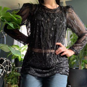 🎲🎱Vintage sheer beaded top🎱🎲